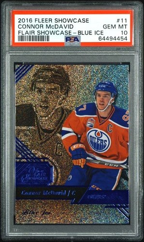 2016 FLEER SHOWCASE #11 CONNOR MCDAVID FLAIR BLUE ICE /99 PSA 10 GEM MINT!