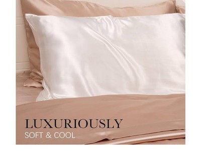 Mulberry Silk Pillowcase 2 Pack for Hair Skin, Hidden Zipper King White 20.5x37 