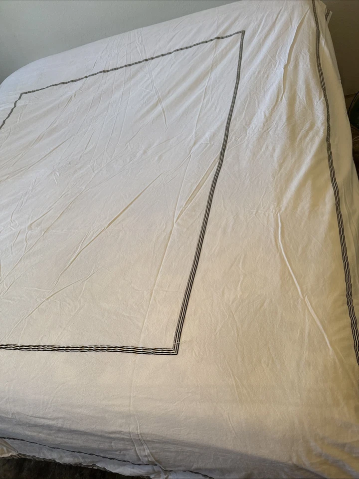 Hotel Collection Duvet Cover Full Queen White Cotton Luxury Minimalist Bedding - Image 3 of 4