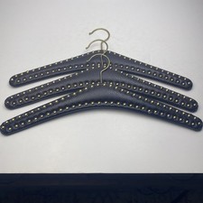 Vintage Faux Leather Clothes Hanger Coat Black LOT OF THREE