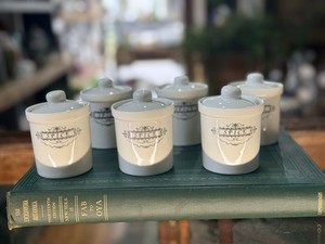 World Market Mini Ceramic Spice Jars w Lids Set of 6 White 3”