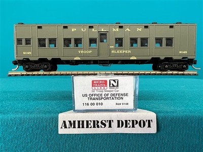 116 00 010 Micro Trains  Defense Department Troop Sleeper #9148 N Scale New