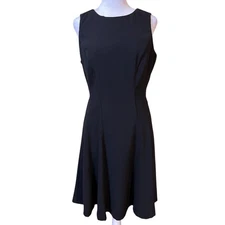 White House Black Market Black Sleeveless Pleated Fit and Flare Dress Size 8 NWT