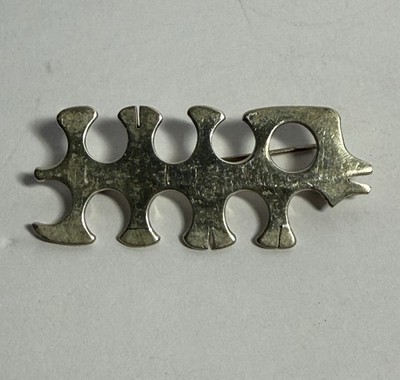 Ed Levin 925 Silver Fishbone Fish Bone 1960 s Brooch Modernist Signed