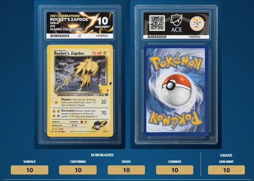 Rocket's Zapdos | 15/132 Celebrations | ACE 10 Perfect Subgrades