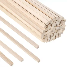 70 Pcs 1/4 Inch x 12 Inch Wooden Square Dowel Rods Unfinished Wood Sticks