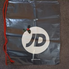 NEW JD sports Rare Christmas Silver Drawstring SHOPPING BAG Reusable 48x40xm 