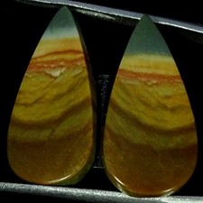 15.60Cts.Natural Best Polygram Jasper Pair Pear Cabochon Gemstone 12X24X3MM