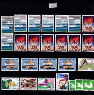/// 26 STAMPS KOREA 1977 MNH TRANSPORT SHIPS PLANES SCOUTS