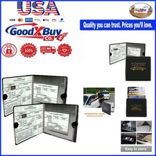 Black Car Insurance Registration Wallets 2 Pack Vinyl Visor Document Holders ...