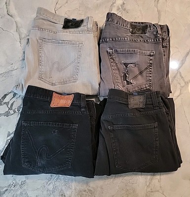 LOT OF 4 Citizens of Humanity SID Jeans Corduroy Mens 36 Black Gray Distressed