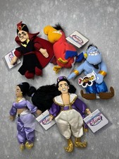 vintage Disney ALADDIN 1998 Bean Bag PLUSH LOT/5 Genie Jafar Jasmine lago
