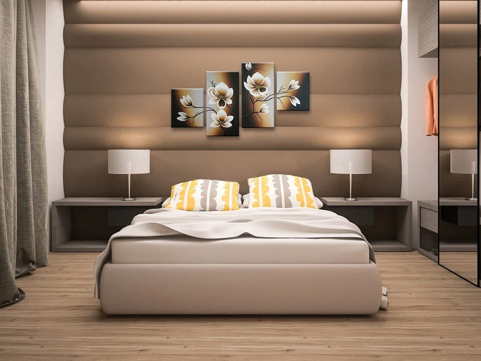 Pintura al óleo floral abstracta 100 % pintada a mano Wieco Art sobre lienzo día cálido Y... Foto 2 de 4