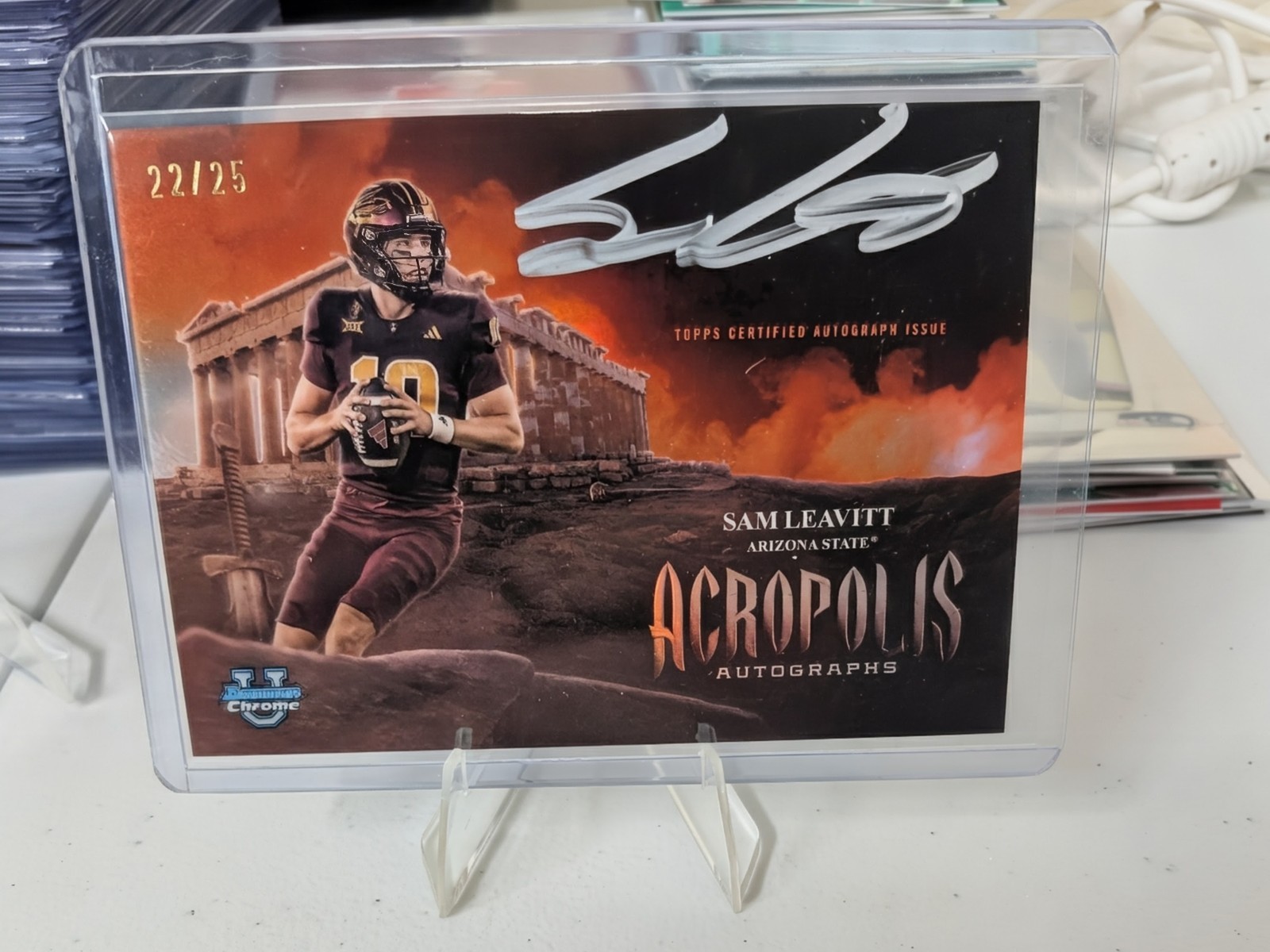 2025 Bowman U Chrome Sam Leavitt Acropolis On Card Auto Orange /25 Arizona State
