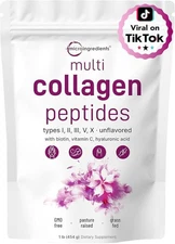 Micro Ingredients Multi Collagen Peptides Powder, 16oz | Full Spectrum Type... 