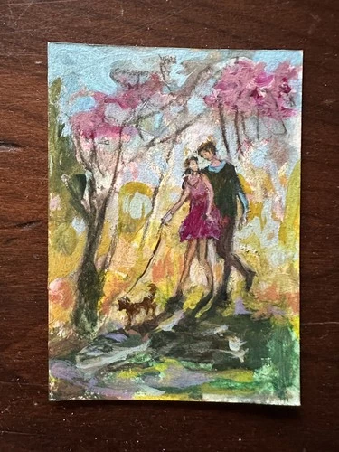 Original Hand Painted ACEO Painting Card 2.5”X 3.5” By Matiko Mamaladze (5)
