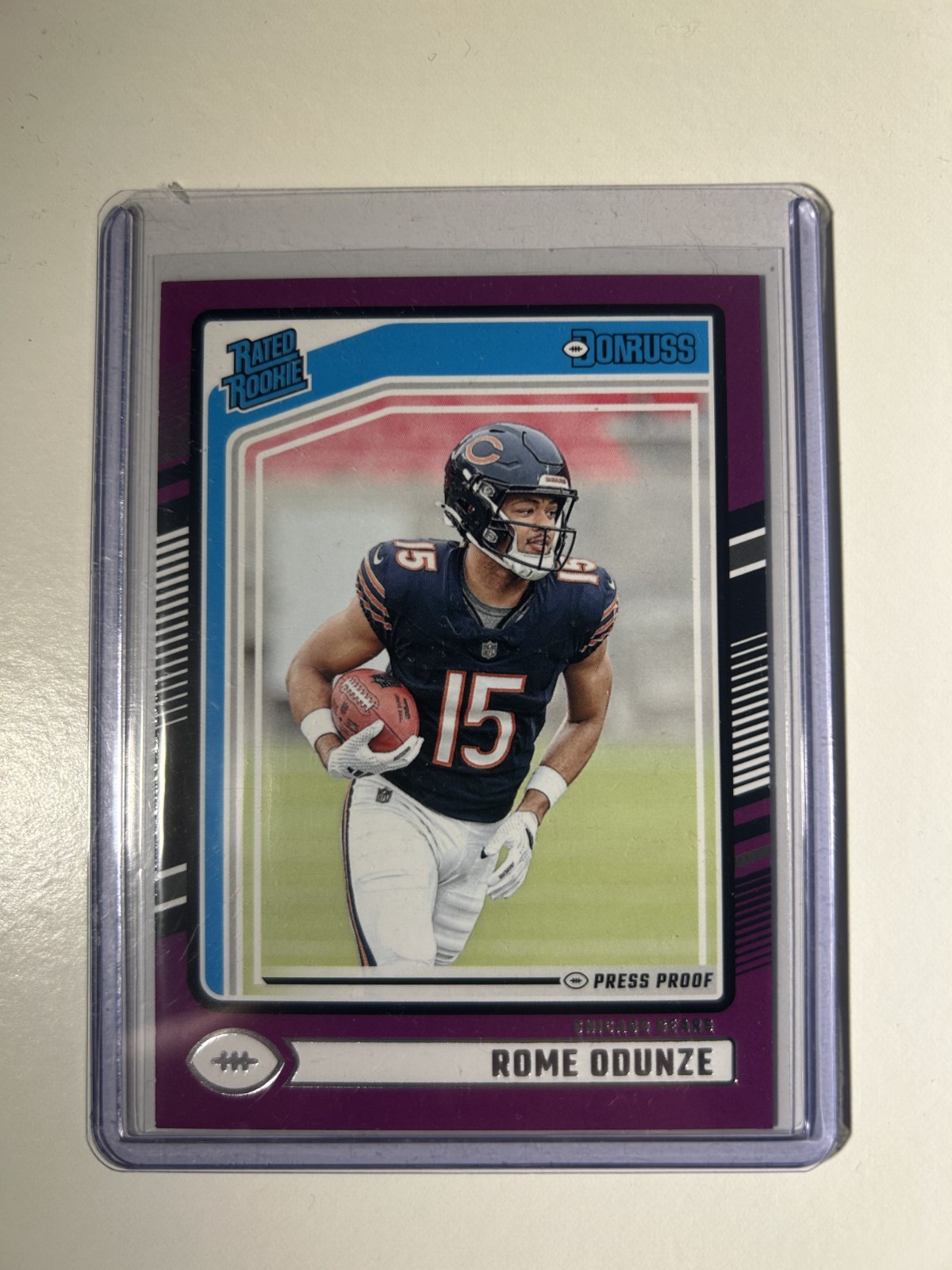 2024 Panini Donruss - Rated Rookie Rome Odunze #309 Purple Press Proof (RC)