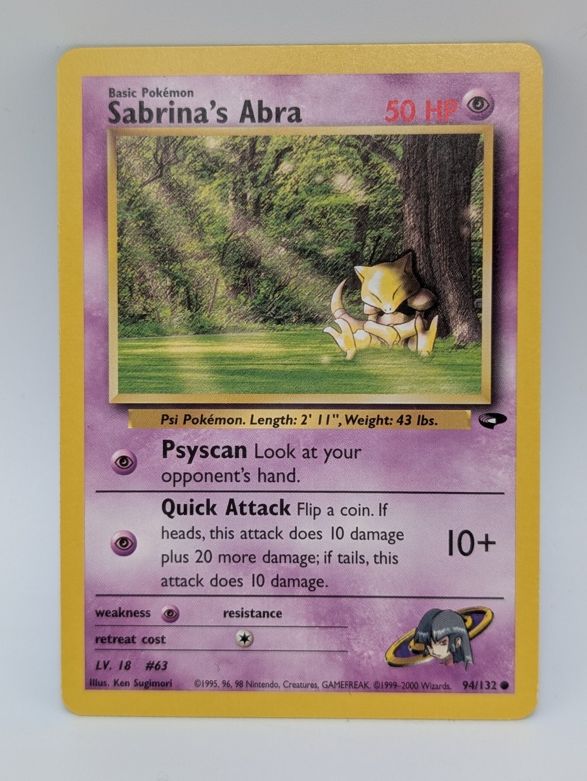 Pokemon Card Gym Challenge Sabrina's Abra 94/132 Common LP