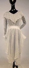 EDWARDIAN TEENS WHITE BATISTE TEA DRESS W VALENCIENNES LACE  FLARED SIDE SKIRT