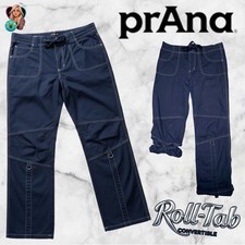 prAna Women's Medium Pants Blue Convertible Roll Tab Zion Stretch Hike Straight