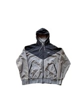 VTG Nike Full Zip Black Gray Shadow Hooded Windbreaker Jacket Size Large 80s