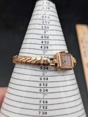 Vintage BULOVA 14k Rose Gold Filled Art Deco Stretch Band Watch Working Vintage BULOVA 14k Rose Gold Filled Art Deco Stretch Band  main image 2