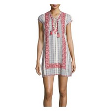 Calypso St. Barth Women Embroidered Cotton Tunic Dress Boho Resort Artisan Made