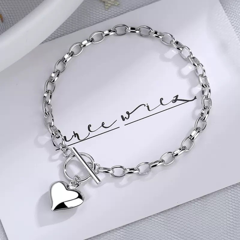 MchandmadeUK Silver Heart Charm Bracelet