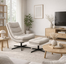 Fernsehsessel mit Hocker Moderner Relaxsessel drehbar Designer Loungesessel