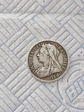 1900 Queen Victoria  Veiled Head  .925 Silver Half Crown Coin