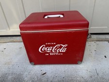 Vintage 1950's Plastic & Vinyl Coca Cola Soda Cooler Excellent With Tray
