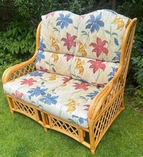 Cane Sofa Settee Bamboo Wicker Conservatory 
