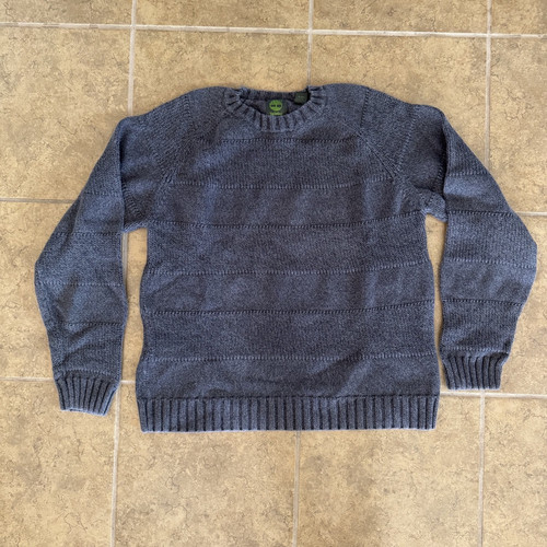 Timberland Ribbed Knit Charcoal Gray Sweater Size L 100% Cotton