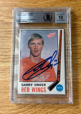 Autographed Garry Unger 1969-70 O-Pee-Chee Red Wings Card 159 Beckett Slabbed 10