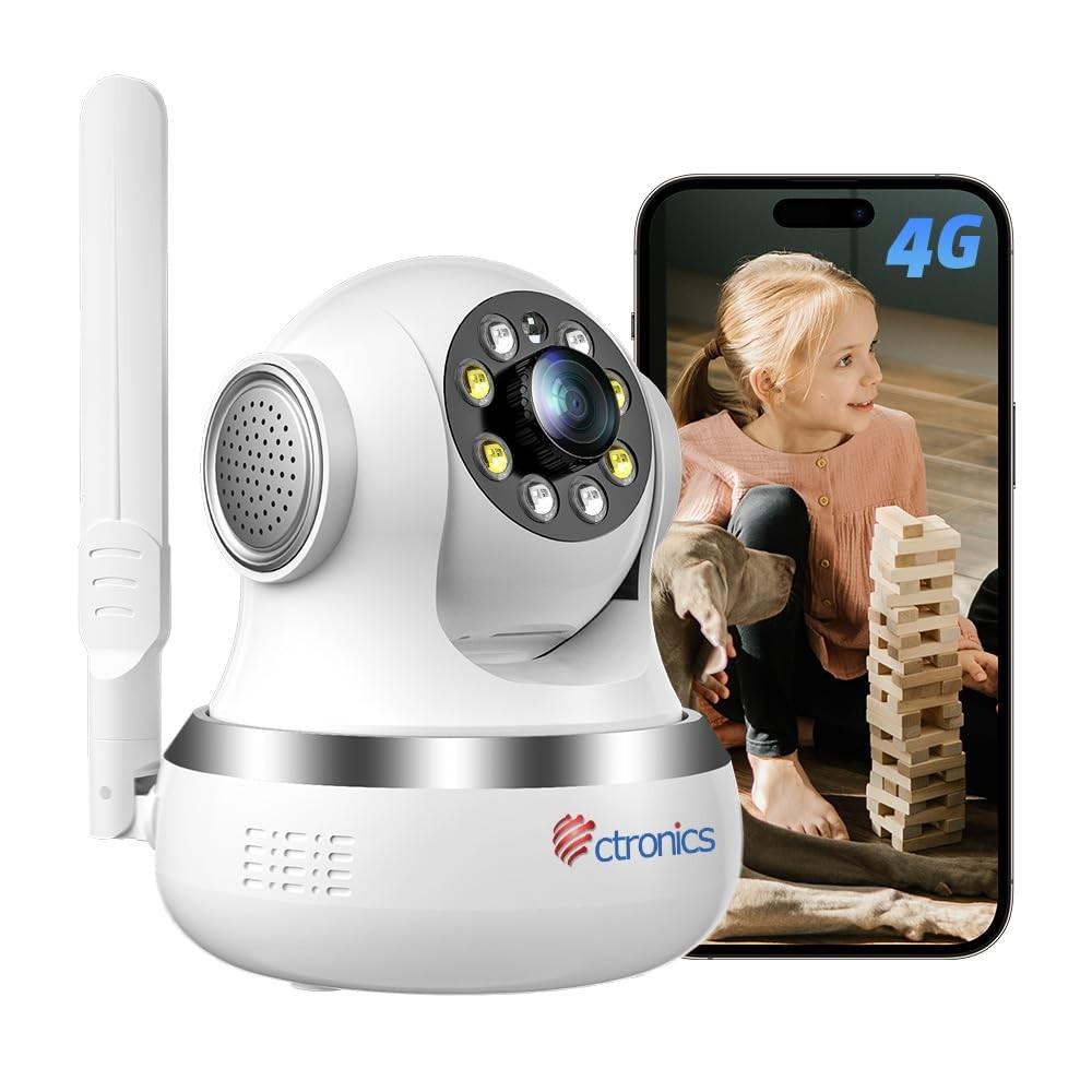 Ctronics 4G Telecamera Interno con SIM Tracciamento Automatico 8 Posizioni