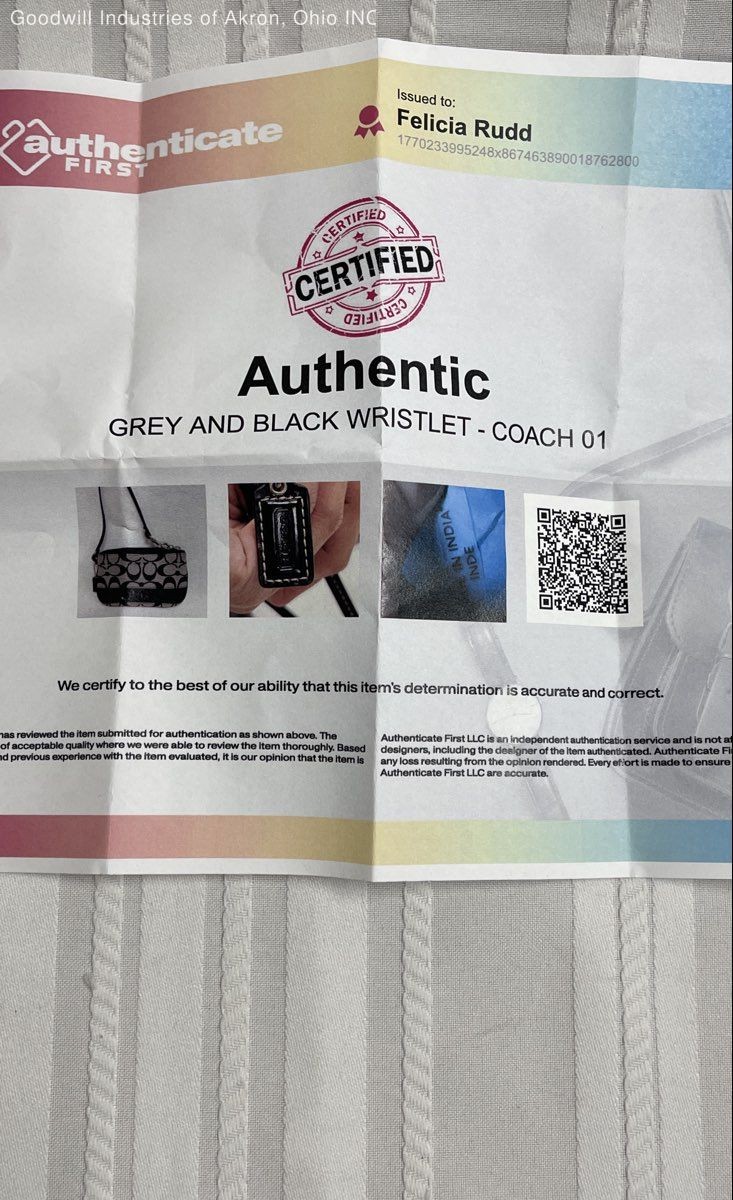 Coach Y2K Black Grey Signature Canvas Wristlet Pouch Silver Hardware COA thumbnail 5