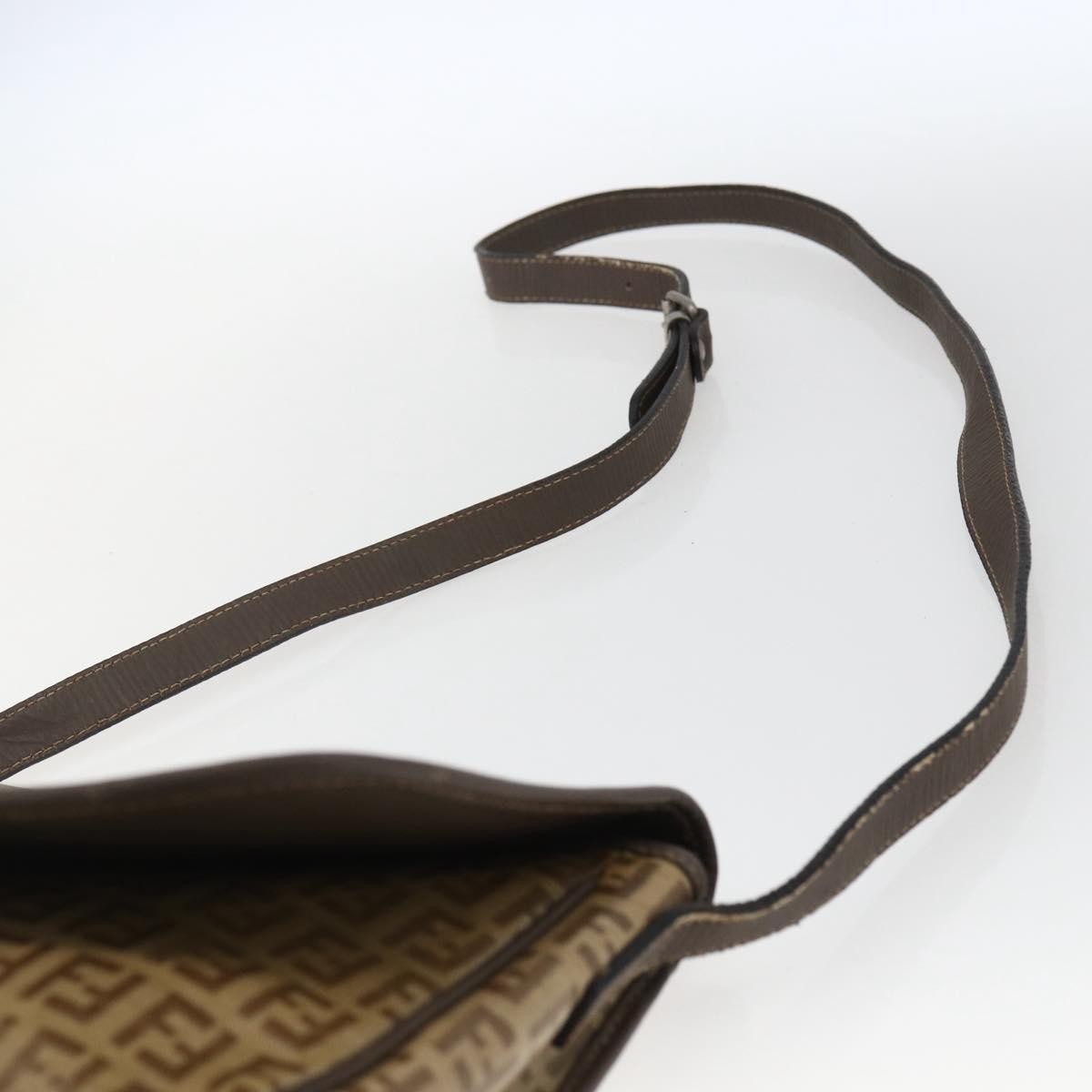 FENDI Zucchino Canvas Shoulder Bag Coated Canvas Beige Silver Auth 169510 thumbnail 8