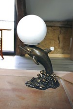 Lampe Dauphin globe vintage Art Déco résine verre 1960