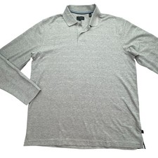 Ted Baker Polo Shirt Mens Large Gray Popcorn Stripe Long Sleeve Knit Top