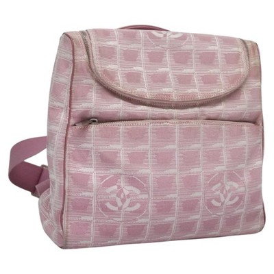 CHANEL New Travel Line Backpack Canvas Pink CC Auth BD376 | eBay