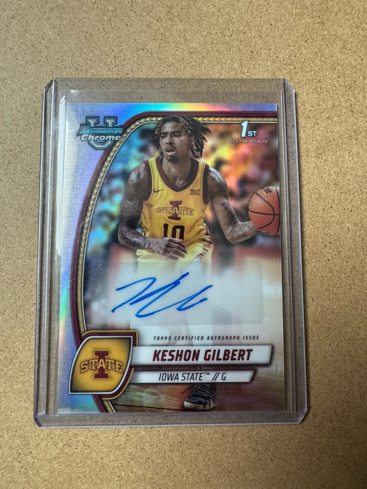 2024-25 Bowman University Chrome #45 Keshon Gilbert Refractor Auto Iowa State