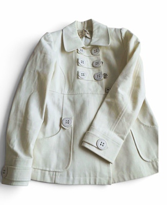 Ted Baker Women s White Button-Front Jacket Collared Pockets Size L Trf