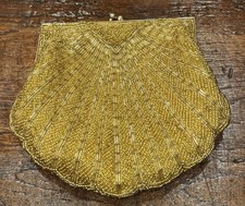 Vintage Carolyne Barton Night Gold Bead Clutch Handbag