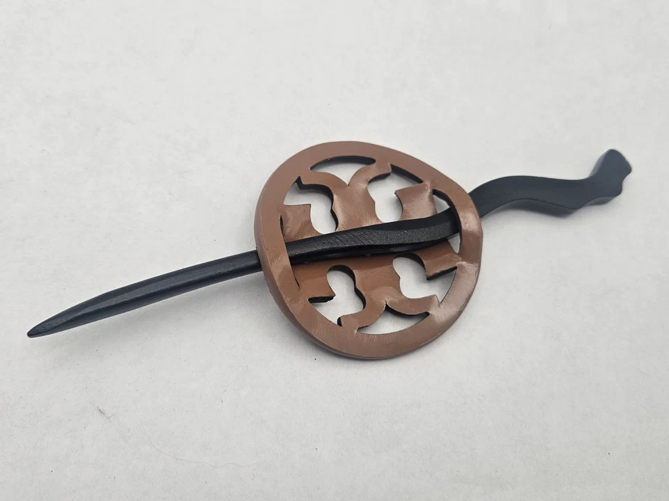 Tory Burch hair pin hair clip Beige Tan & black re-purposed upcycled Barrette - Image 2 of 3