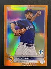 2022 Topps Series 1 1st Edition Steven Matz ORANGE /75 + Base Card.