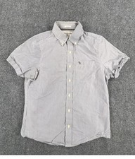 Abercrombie  Fitch Shirt Mens Medium Blue White Muscle Short Sleeve Button Down
