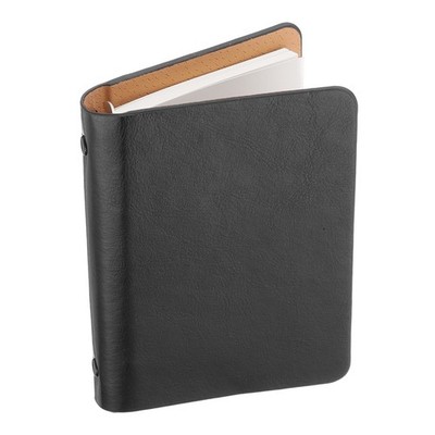 6 Ring Binder Cover A7 Leather Notebook Binder with 50 Sheet Paper Black