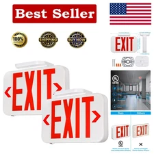 Durable LED Exit Sign with Rechargeable Battery - Ideal for Indoor Use, Set of 2