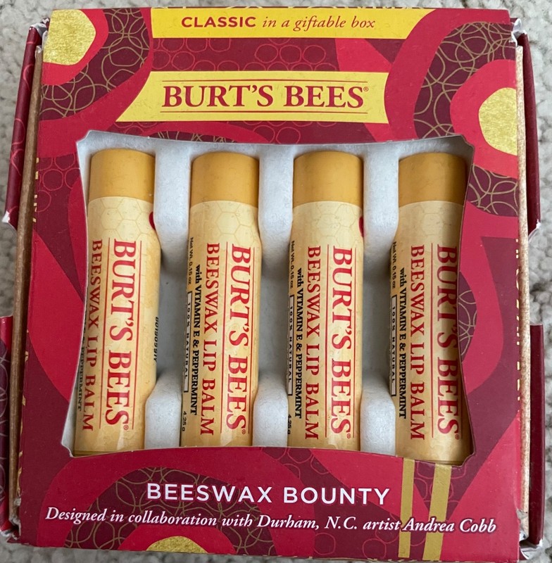 Burt's Bees Lip Balm Beeswax Bounty Classic Moisturizing Chapstick 4-Pack 0.15oz