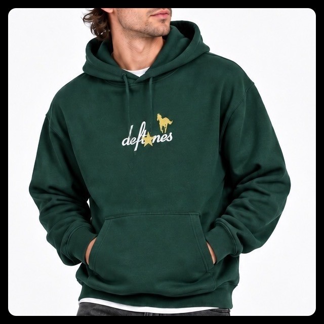 Yellow Pony Star Hoodie Men Medium Green Embroidered Hanes Nu Metal